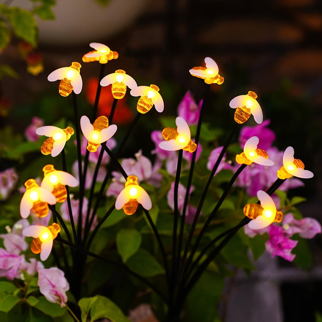 1PC Solar Bee Light Outdoor 8-Head Bee Solar Light Suitable for Garden Path Fence Courtyard Patio Walkway Decorative Lighting Perfect for Outdoor and Holiday Decoration