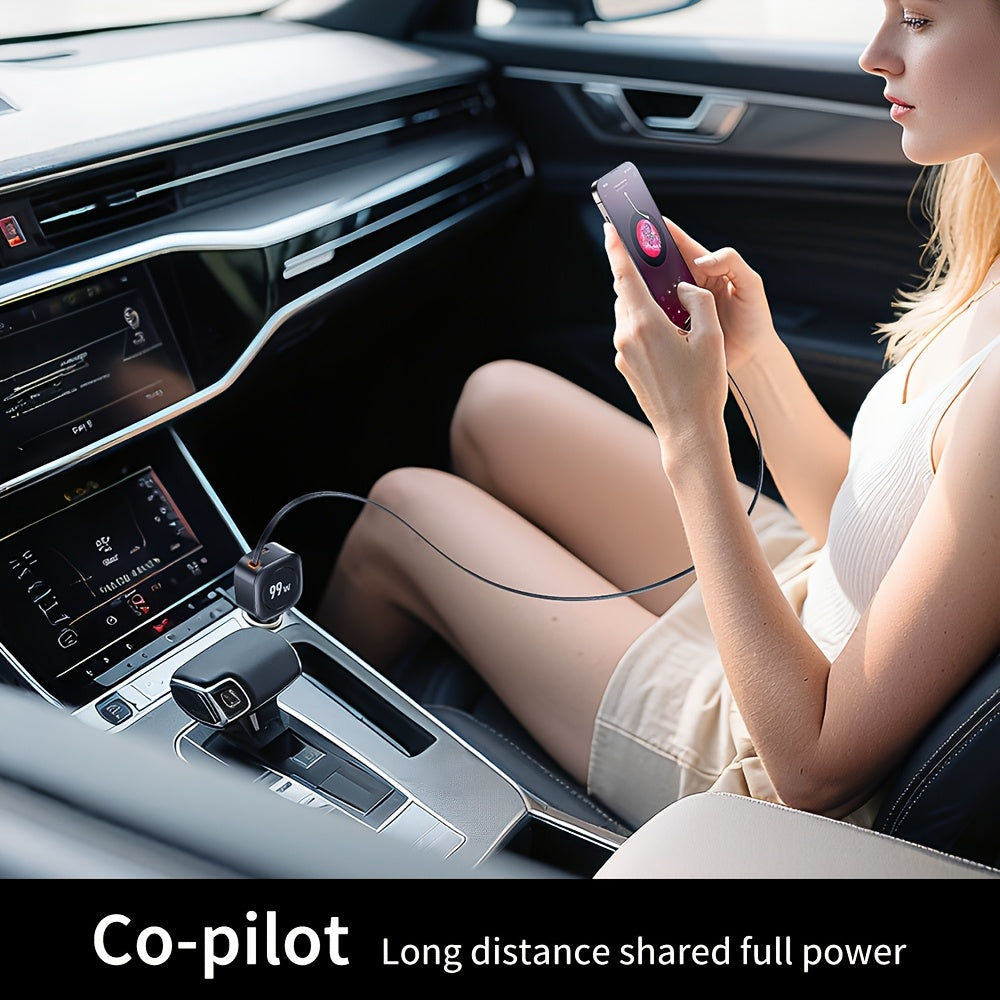 Car Charger, car telescoping charger, car digital display charger, fast charging car intelligent charger, dual USB, 99W multi-hole fast charging at the same time