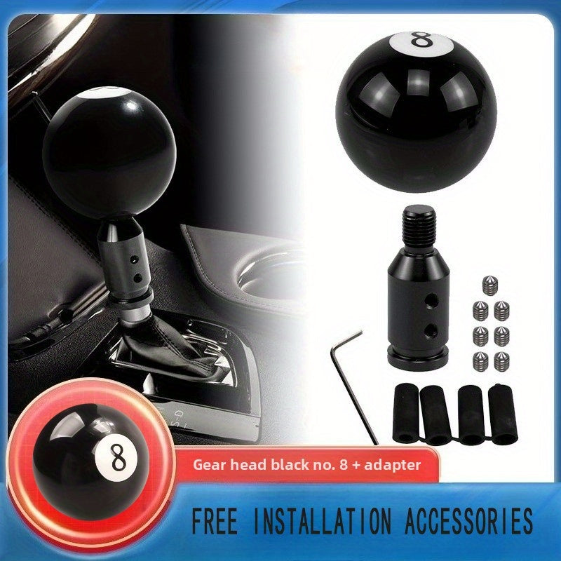 Cross-Border Best Seller Car Modification Gear Shift Knob Black 8 Ball Pool Black Eight Shift Knob + Aluminum Adapter