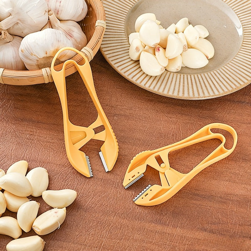 Garlic Peeler & Prep Tool Kit - Stainless Steel Blade Garlic Peeler, Garlic Head Skin Remover, Tweezers & Clamp for Quick Peeling
