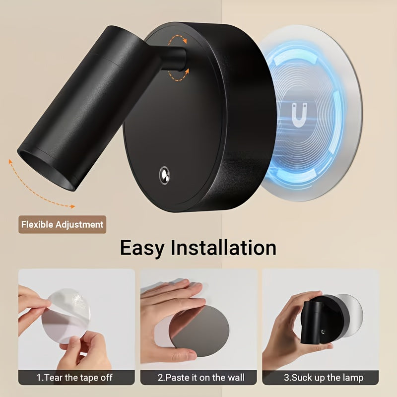 Adjustable Warm White / Cool White / Neutral Light Elegant Ambient Light, 3-Color Temperature Wireless Spotlight with Motion Sensor LED / Wall Light Strip, High-Efficiency Sensor Light, USB Rechargeable, Automatic On/Off, Warm White LED Bulb