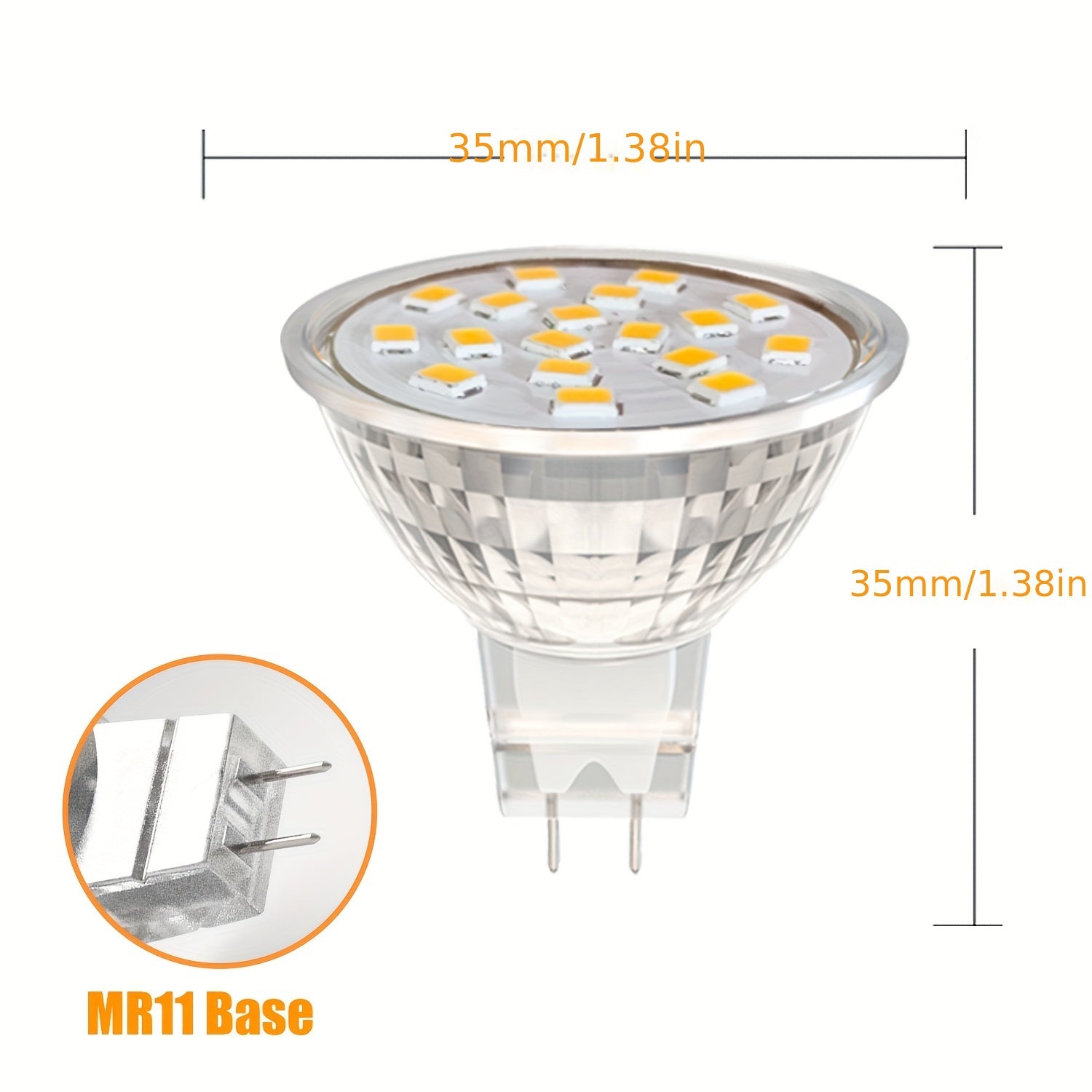 6-pack GU4 MR11 3W LED spotlight, replaces 20W 30W halogen reflector, warm white 3000K, 300 lumens, AC/DC 12V-24V, non-dimmable, 120° beam angle, suitable for wardrobes, living rooms, kitchens, hallways, shops, schools