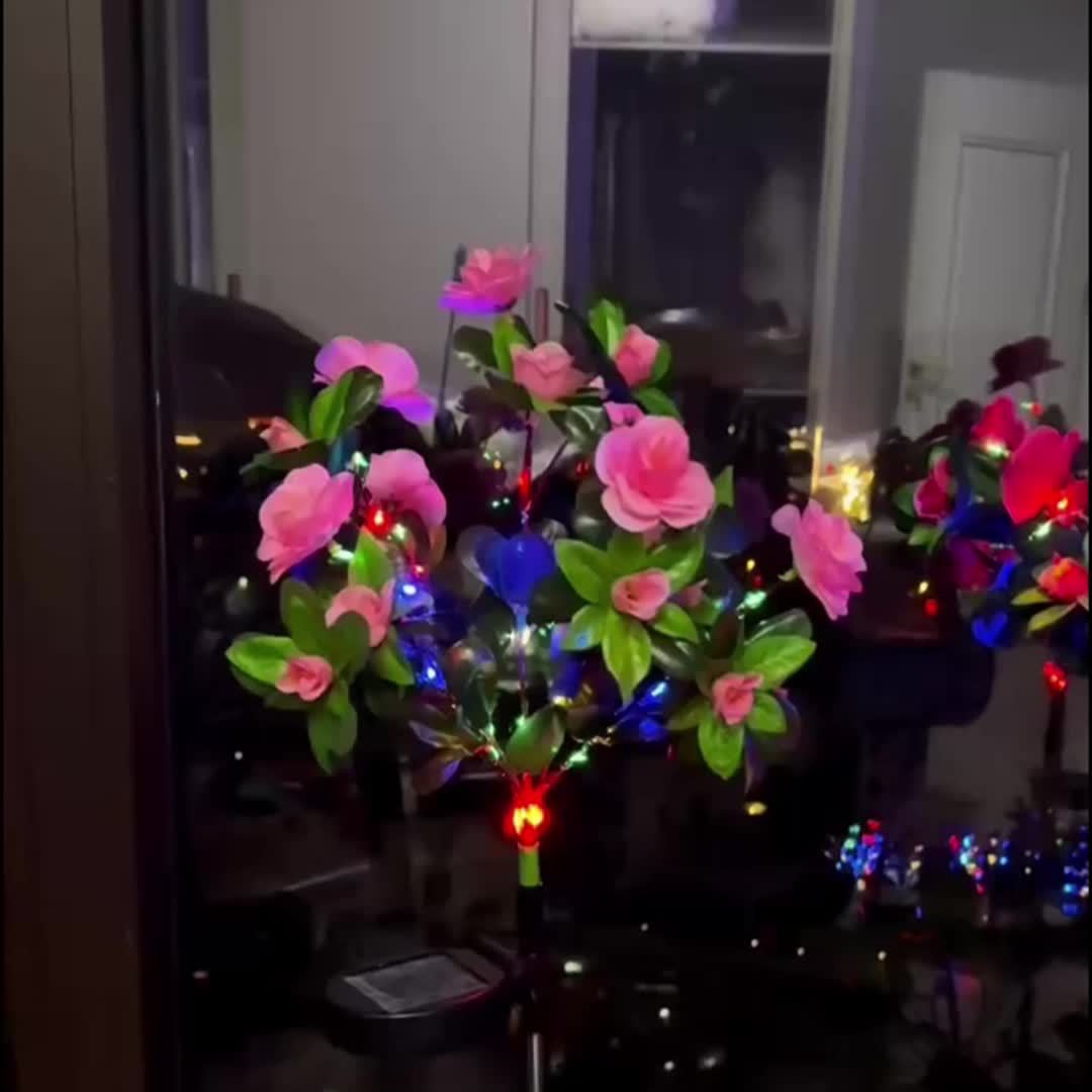 Solar Azalea Courtyard Light 2-Piece Set, IP65 Waterproof Outdoor Decoration, Suitable for Lawn / Patio, Holiday Gift (Christmas / Easter) for Mother / Wife