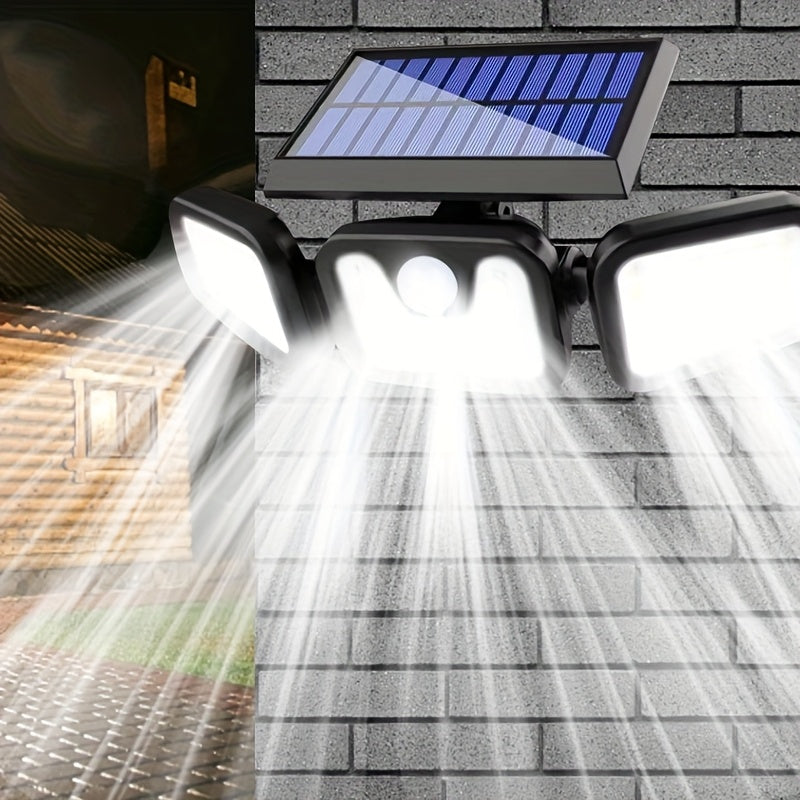Solar LED Wall Light | 3-Head Outdoor Lighting | IP55 Waterproof | Solar Powered with Motion Sensor | Durable ABS and PC Material | Perfect for Garden, Courtyard, Garage | Halloween and Christmas Decoration