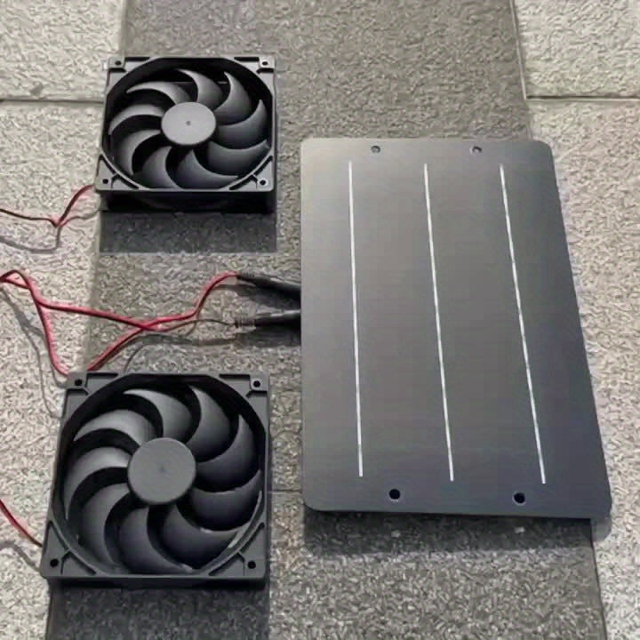 Solar Panel Dual Fan Combo, Light Energy Driven Efficient Heat Dissipation, Suitable for Outdoor, Car and Other Scenes, Create a Comfortable Cooling Experience