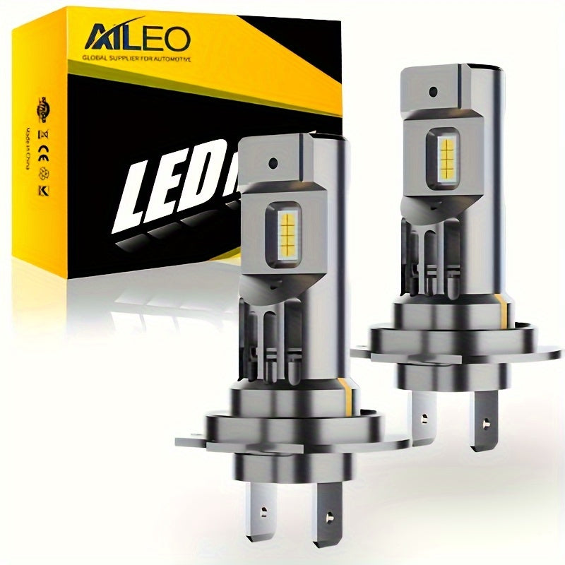 AILEO 2-Pack Premium H7 LED Headlight Bulbs 30000LM 1:1 Compact Turbo Style 6500K White Daytime Running Light, No Battery Included