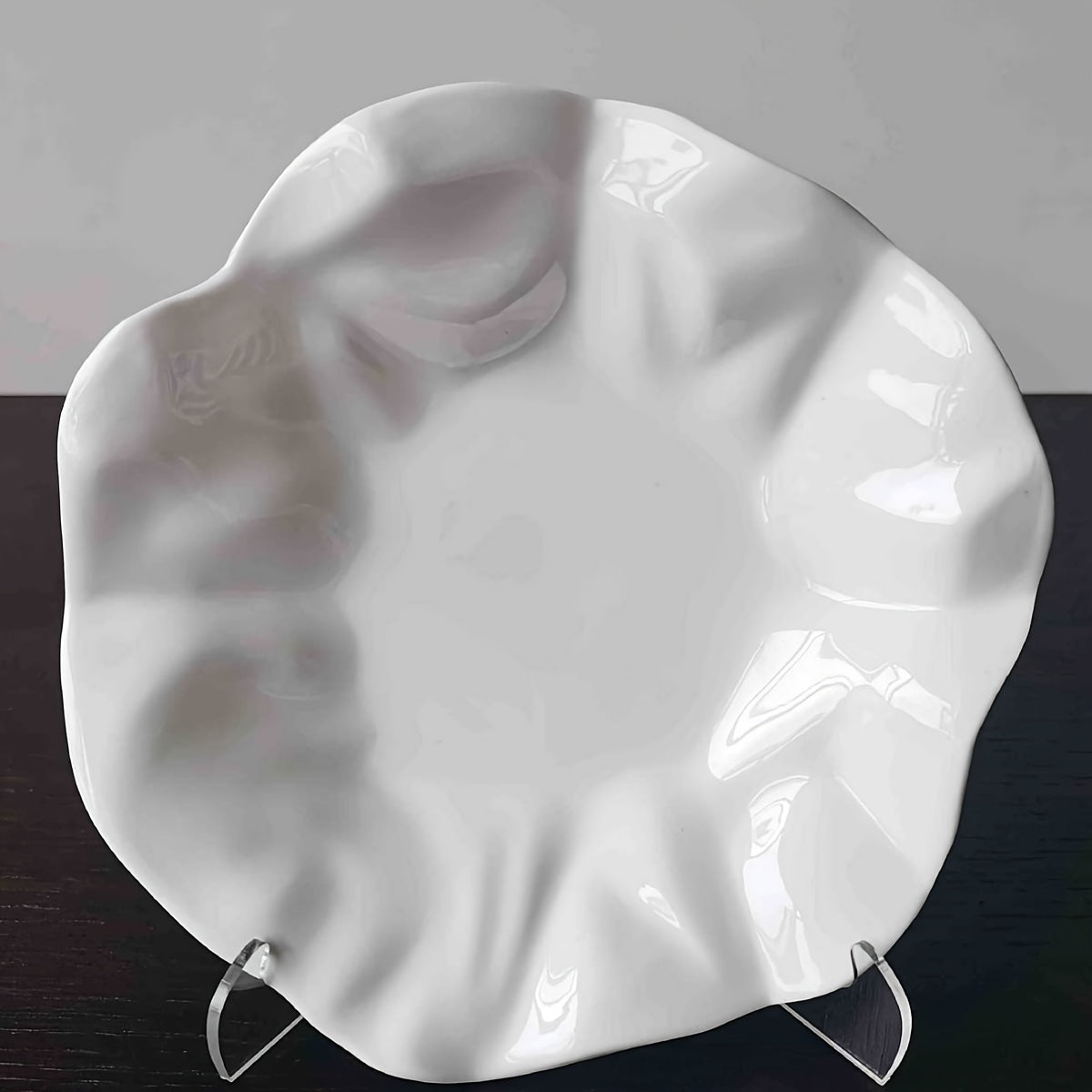 1 pc, Creative Pleated White Ceramic Dinner Plate, Hotel Serving Plate, Pasta Plate, Dessert Plate, Restaurant Commercial Plate, Dessert Tray, Sashimi & Sushi Platter