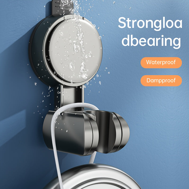[1 pc] Jiayun Wall-Mounted Shower Suction Cup Holder, Handheld Adjustable Showerhead Bracket for Shower System - Grey, ABS Plastic, No Drilling Needed - Easy to Use, American Standard G1/2 Connector Port, Summer Shower Accessory