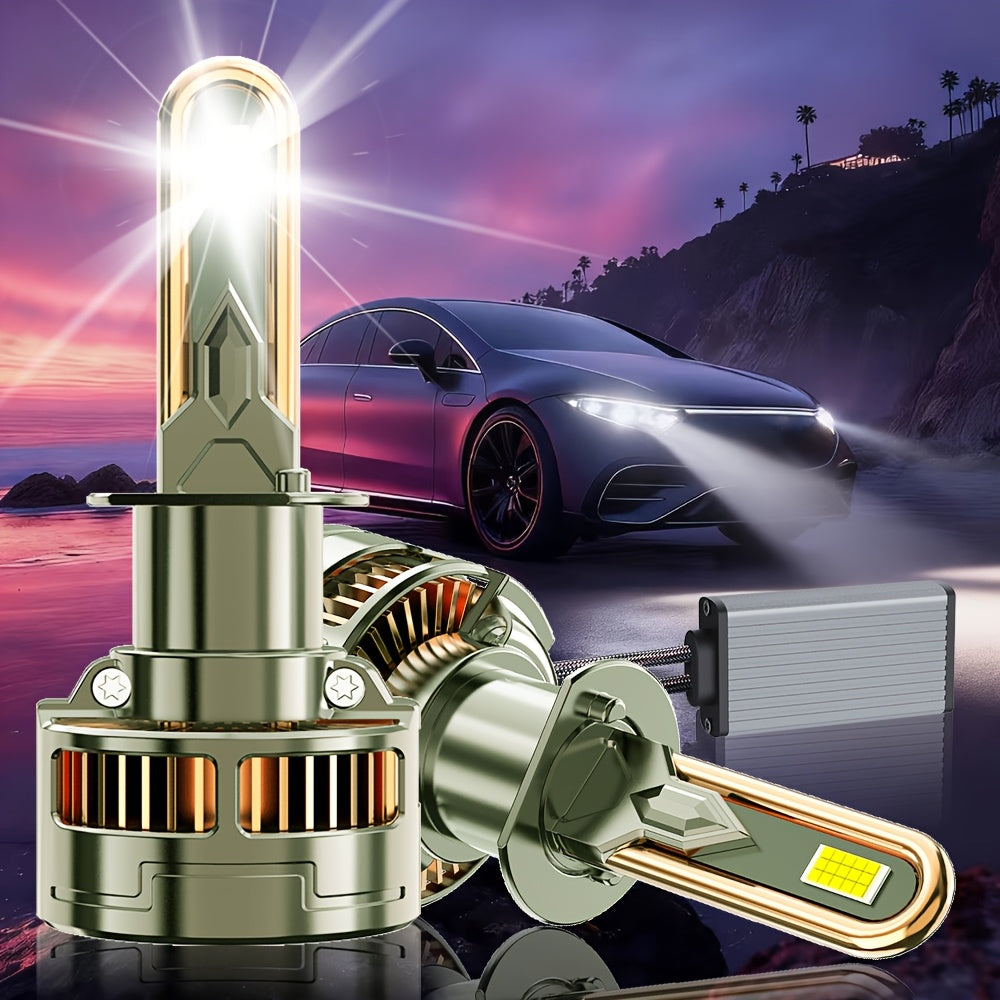 2PCS LED Headlights, Plug-and-Play, Compatible with H1, H4/9003/HB2, H7/H18, H16/H11/H9/H8, 9005/HB3, 9006/HB4, 9012/HIR2, 7500K Color Temperature, 58300LM, 350W High Power, for Low Beam and High Beam Applications. A65