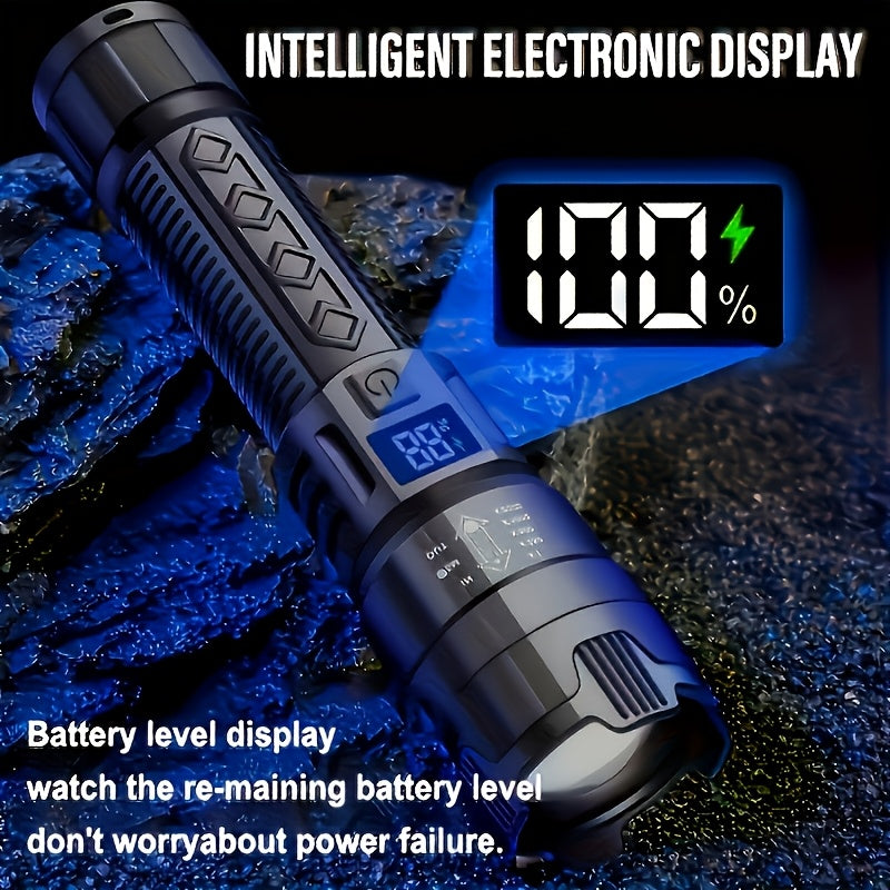 2Pcs Set BB BRIGHT Rechargeable LED Flashlights, IP44 Waterproof, Compact Design, Zoomable Focus & Battery Level Indicator, 3 Lighting Modes, Ideal for Outdoor Activities, Camping, Work and Emergencies, Category: Handheld Flashlight