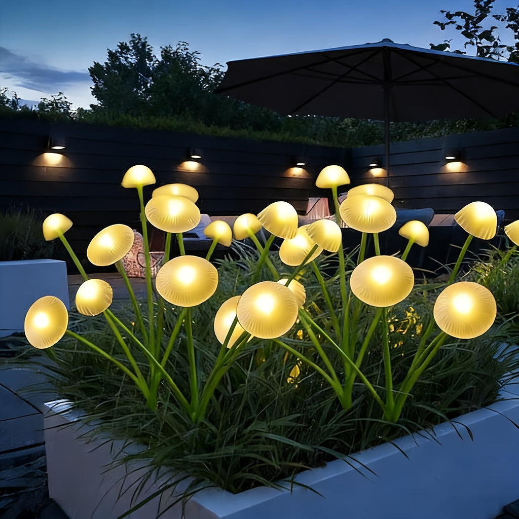 10 LED Solar Garden Mushroom Light 8/6 LED - IP44 Outdoor Courtyard Decorative Light, Perfect for Courtyard, Garden, Lawn, Pathway, Wedding & Festival Aisle Decoration