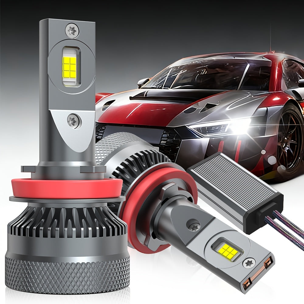 2-Pack - H11/H7/H4/H1, 9005/9006/9012 LED Headlight Combo Bulbs | High/Low Beam Integrated, 6500K Super White High Brightness, 40000 Lumens, Universal Car Headlight, No Battery Needed