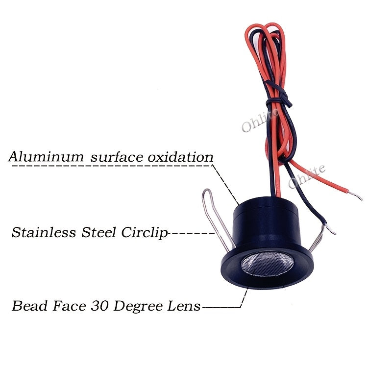 迷你天花灯 LED小拇指灯 DC12V 开孔27mm 嵌入式2W小射灯适用于橱柜 酒柜 珠宝展示柜 圣诞节装饰 餐厅 朋友聚会