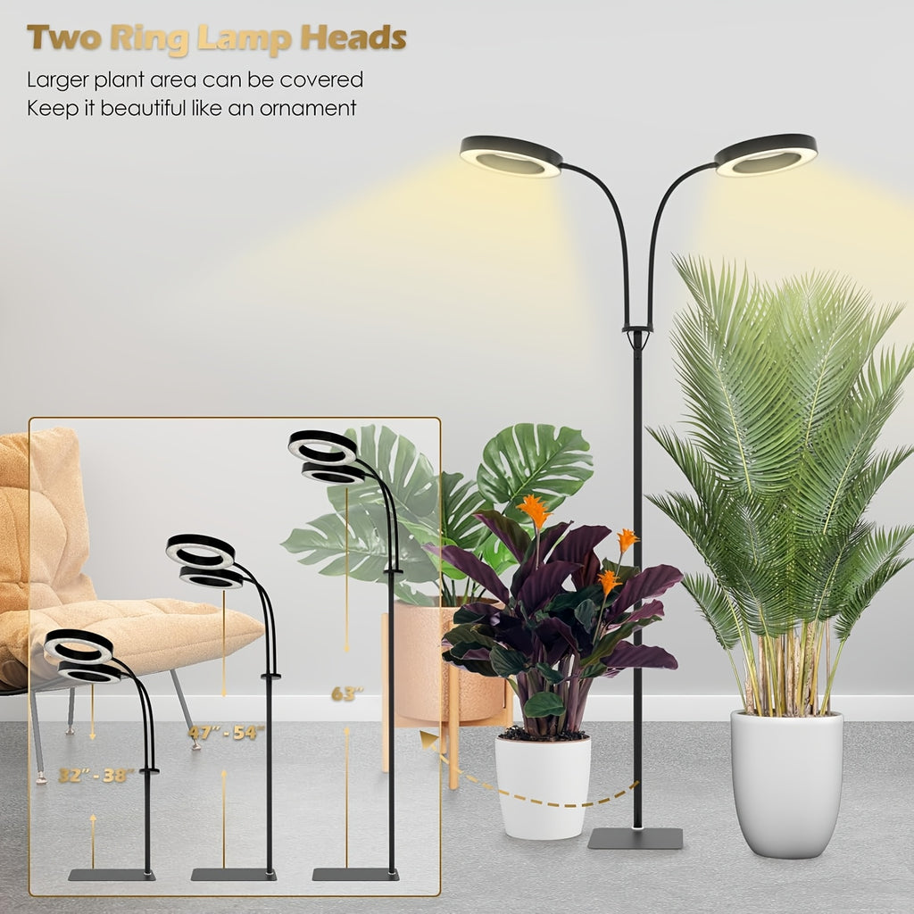 Full Spectrum Plant Grow Light Strip Stand, 3 Lighting Modes, 10 Dimmable Levels, 3/9/12 Hours Timing Function; Heavy-Duty Adjustable Floor Grow Lamp, Height Adjustable, Perfect for Indoor Potted Plants