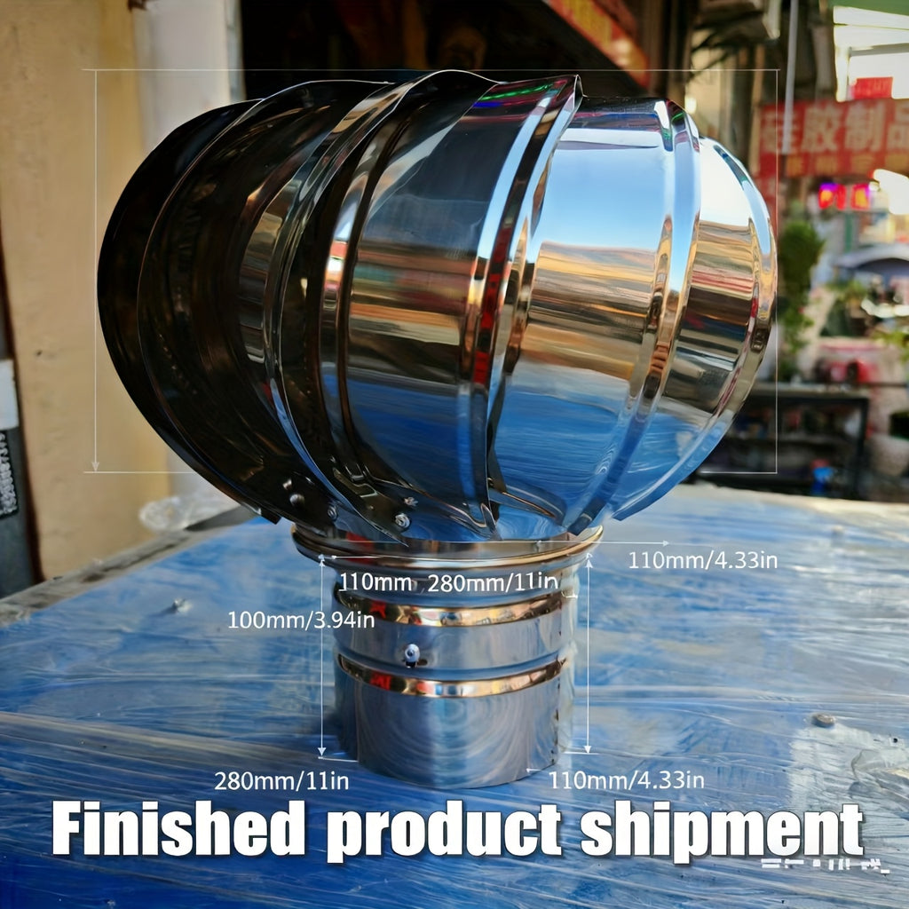 10.16cm-50.8cm Non-Electric Roof Ventilator, Heavy-Duty 201 Stainless Steel Wind Turbine Fan, Ventilation & Cooling for Factories, Farms & Homes, Power-Free Exhaust Fan for Industrial Facilities