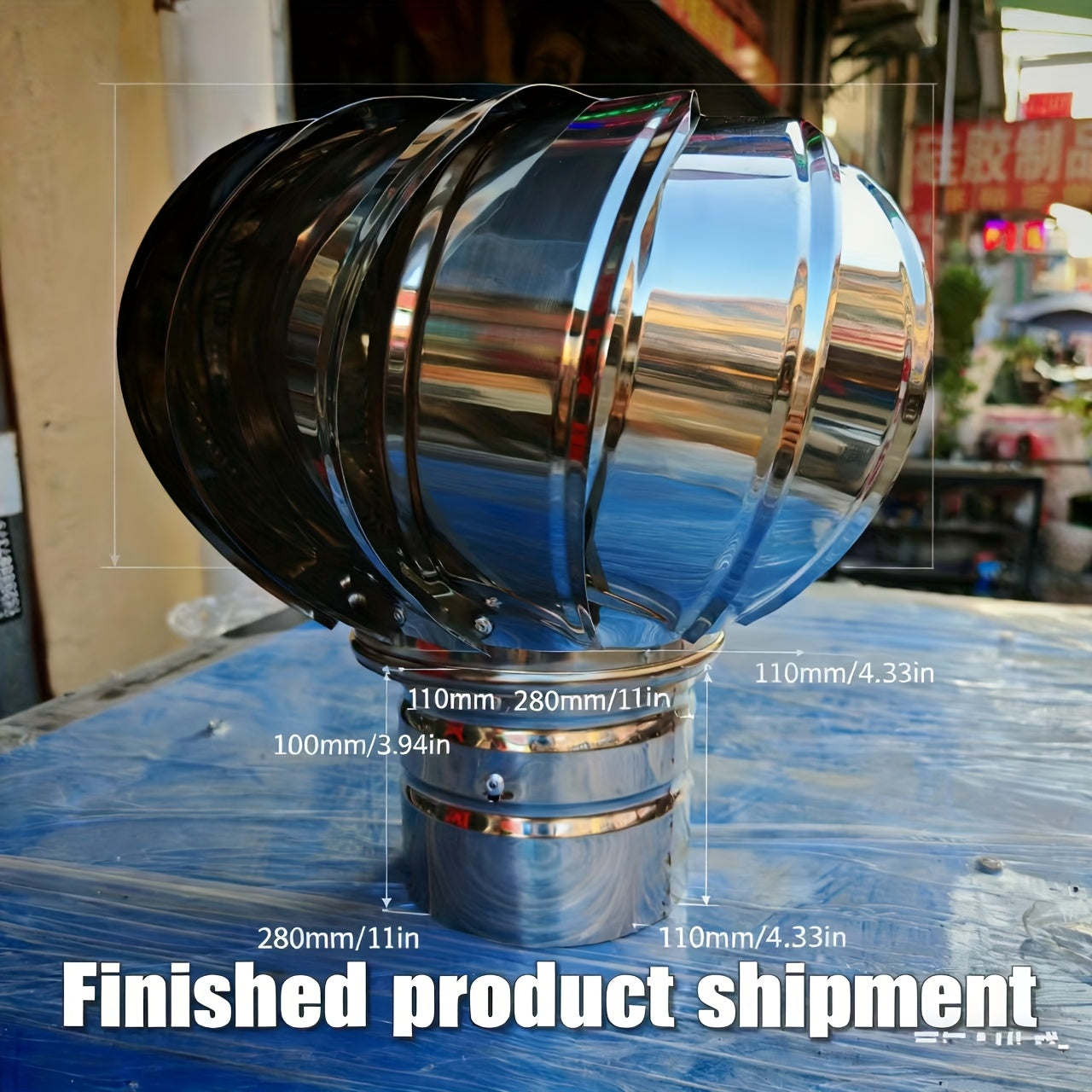 10.16cm-50.8cm Non-Electric Roof Ventilator, Heavy-Duty 201 Stainless Steel Wind Turbine Fan, Ventilation & Cooling for Factories, Farms & Homes, Power-Free Exhaust Fan for Industrial Facilities