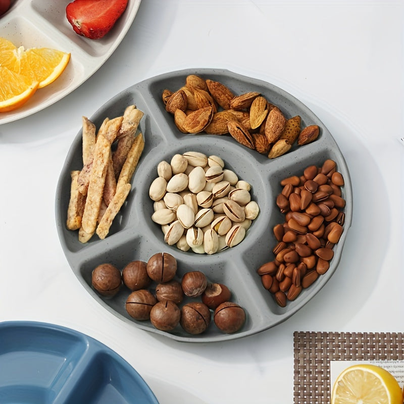 1 Piece, Creative Nut Tray with 3 Sizes, Dried Fruit Dish, Plastic Snack Plate, Divided Candy Bowl, Dessert Plate, Food Container, Fruit Tray – Decorative Serving Plate for Kitchen & Living Room (Beige / Blue / Green / Pink / Navy / Gray)