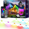 200Ft 永久型 RGB 屋檐灯，具备App控制、遥控器、场景模式，专为户外装饰设计，适用于花园、派对和节日