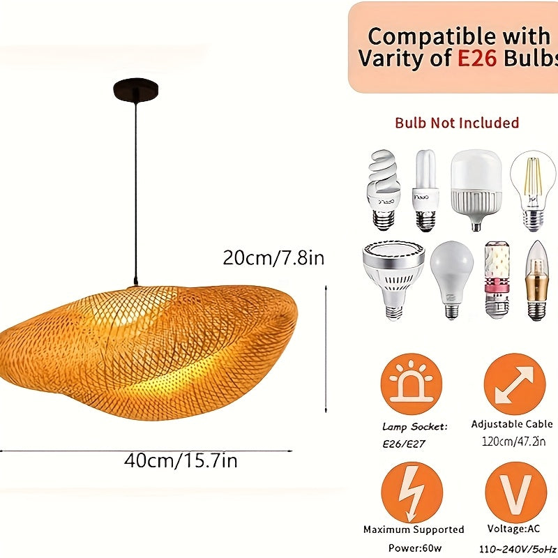 1 piece woven handmade pendant light approx. 40 cm (bulb not included)