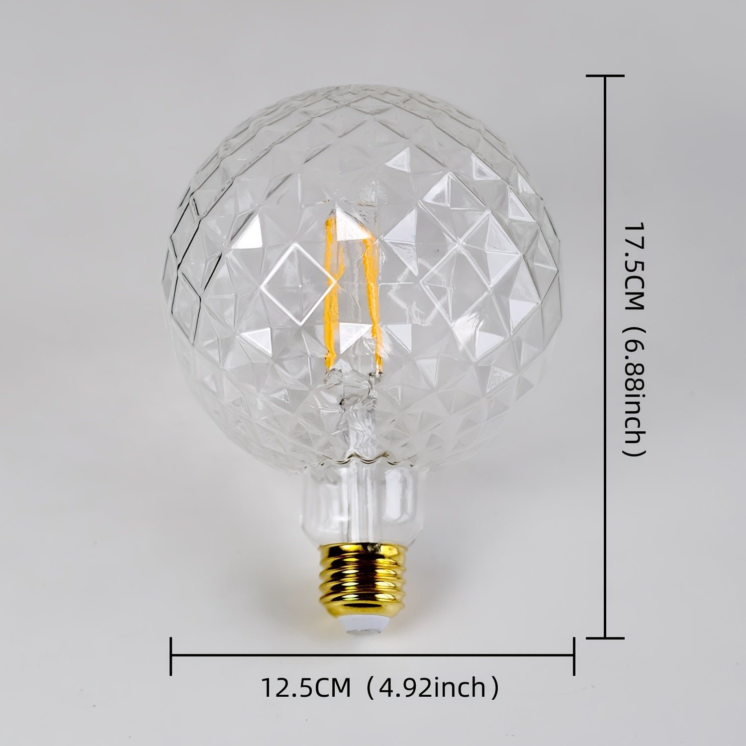 1 piece vintage Edison LED filament bulb, G40 crystal watermelon vintage creative LED filament bulb, 120V 4W E26 medium base, 2700K warm white amber clear glass bulb, cozy home decorative bulb, non-dimmable