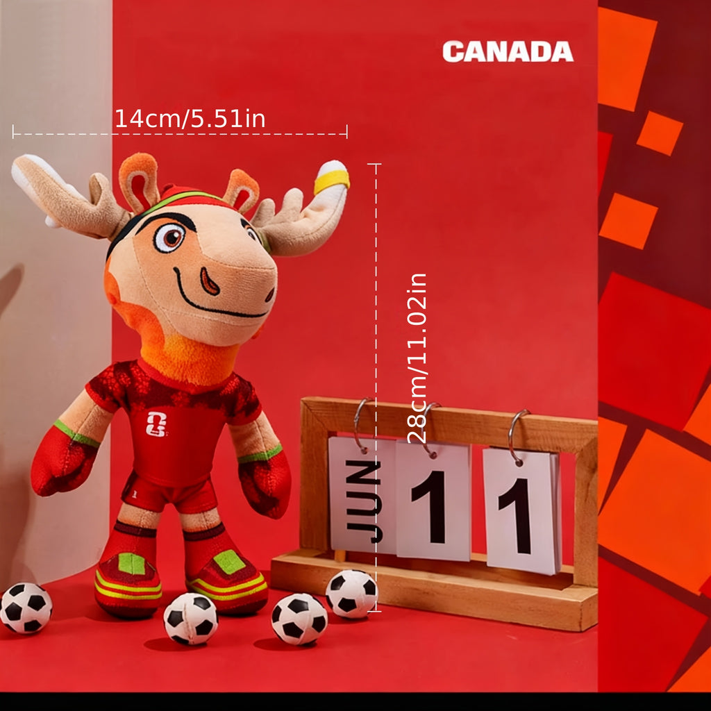 FIFA 2026 年国际足联世界杯官方授权 可爱吉祥物毛绒公仔枫叶扎尤吉祥物周边 狗狗发声玩具