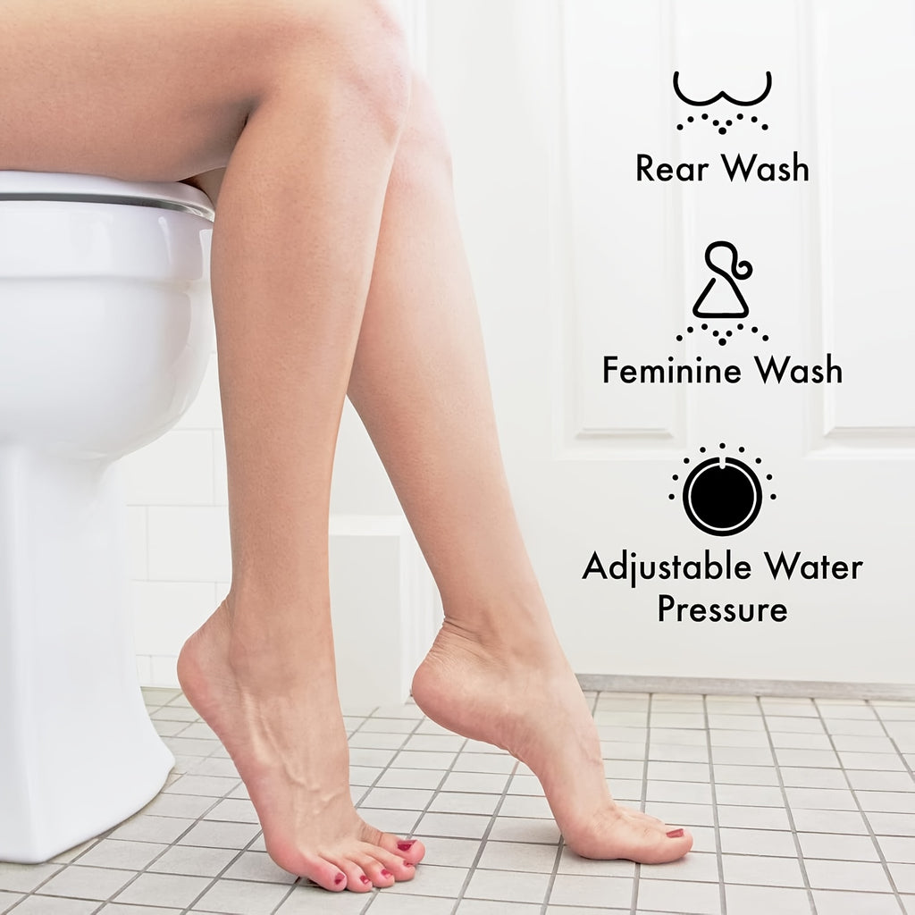 Toilet Attachment – Non-Electric Cold Water Bidet Seat Attachment with Pressure Control, Retractable Self-Cleaning Dual Nozzles for Front & Rear Wash