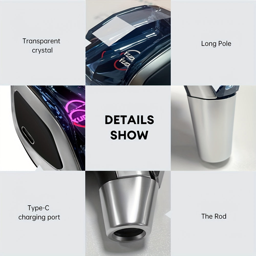 XUDA New Car Crystal Shift Knob, Crystal 7-Color LED Light Shift Lever, Plug and Play, Portable Side Interface, Comfortable Grip, Wear-Resistant & Scratch-Resistant, Fits Toyota Vehicles