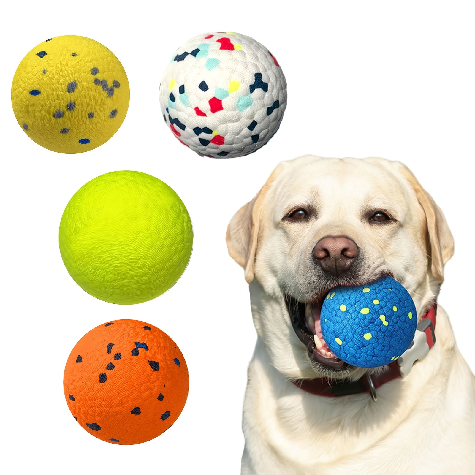 4个狗球，耐咬力强弹性狗玩具，适合狂咬型犬的交互式捡球游戏