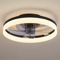 Low Profile 19.7 Inch Ceiling Fan with Light & Remote, Dimmable LED 3000K-6000K, 6 Speed Levels, Black Chandelier Fan for Bedroom Living Room