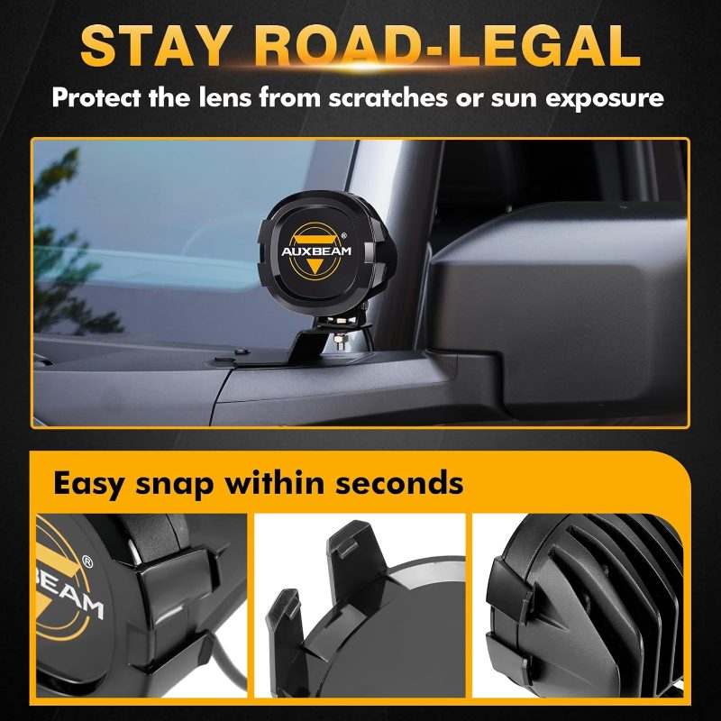P4 Series 4 Inch Round Light Cover Black Lens Protective Cap Offroad Light Bar Cap Driving Fog Light LED Bulb Cover 2 Pack