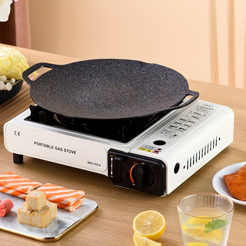 Portable Camping Stove with Precise Temperature Control, 7850 BTU Power, Windproof & Easy-Clean Ceramic Coated Grate