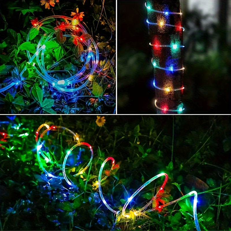 1 件 100 个 LED 太阳能管灯串，8 种模式，户外铜线 LED 灯，用于花园装饰灯、婚礼、派对、圣诞树、万圣节、节日装饰、照明（100 个 LED，393.7 英吋/33 英尺）