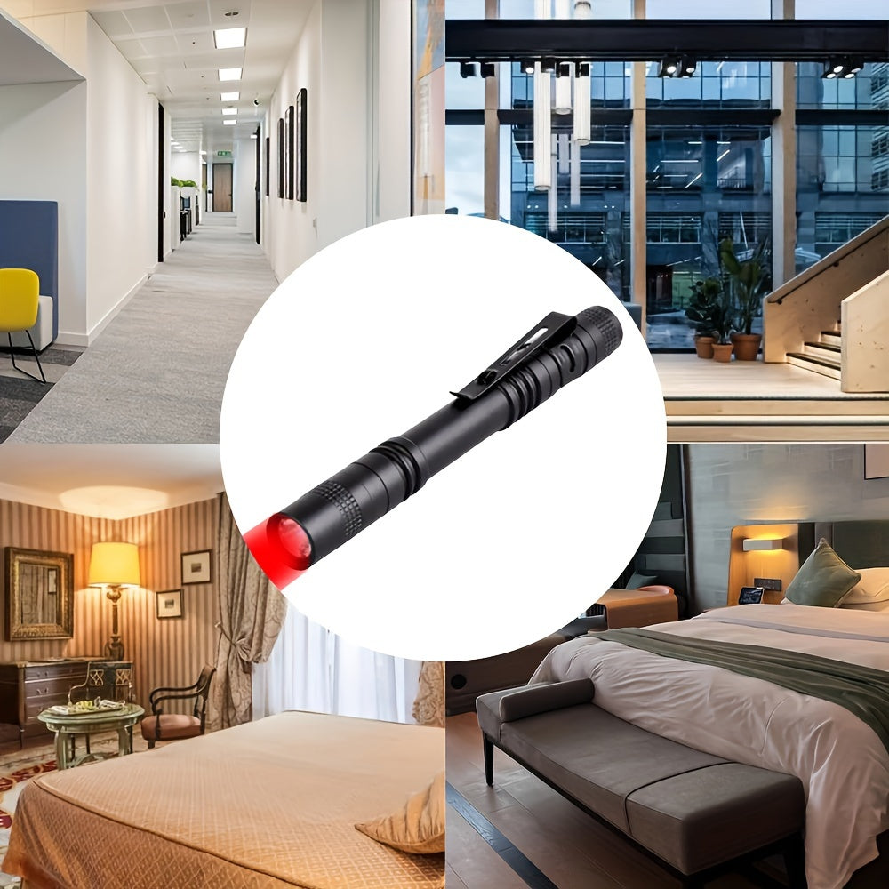 One or Two Portable Red Light Flashlights, Ideal for Camping, Hiking, Bugging, Stargazing & Aviation, Outdoor Activities & Protection - Pocket-Sized Flashlight with One Mode (Batteries Not Included), Batteries Not Included