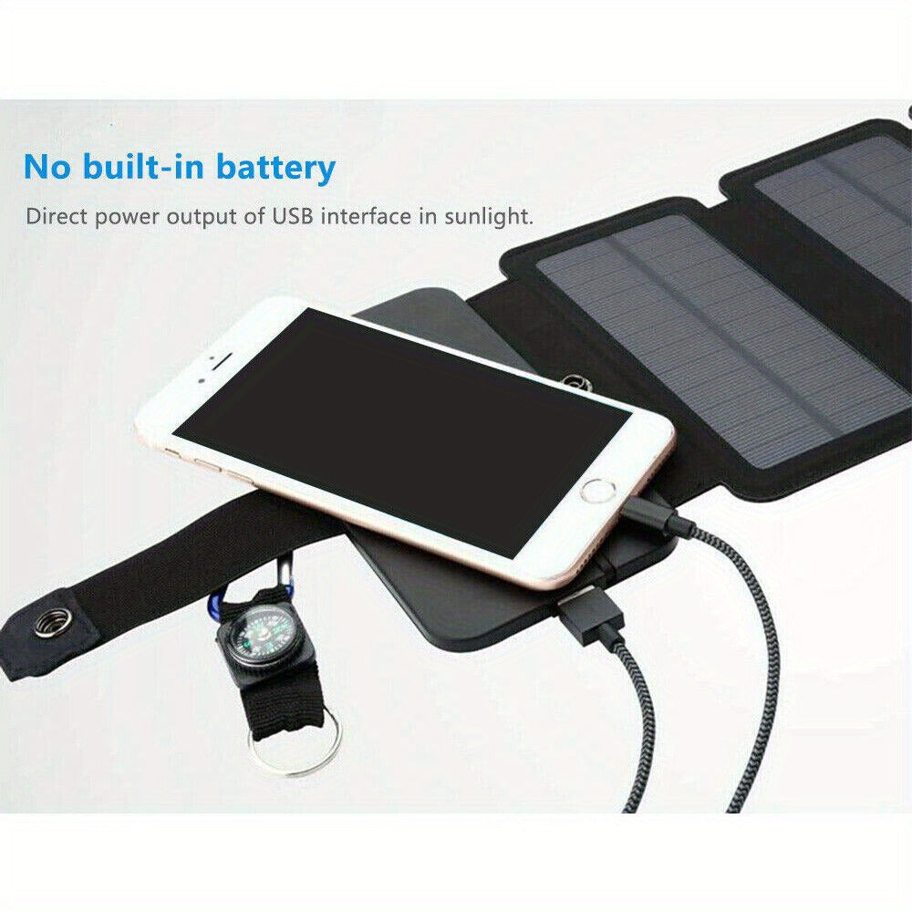1件裝 行動式太陽能充電板 戶外旅行USB電源充電器 適用於手機、膝上型電腦、平板電腦、風扇、手電筒的應急充電 - 太陽能供電，無需電池