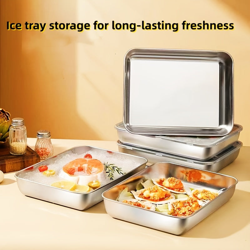 Stainless Steel Bread Tray Set of 3, Kimchi Plate, Oven-Safe Heat-Resistant Pan, Tray for Dipping Flour for Fried Foods, Thick Durable Material, Dip Tray, Cake Baking, Kitchen Storage, Kitchen Accessories, Kitchen Gadgets, Kitchen Supplies