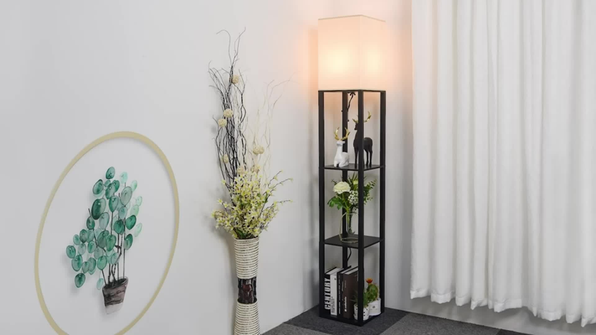 1 piece shelf pole lamp, modern 3-tier 9W LED bulb reading bedside light, narrow corner night light suitable for bedroom and living room