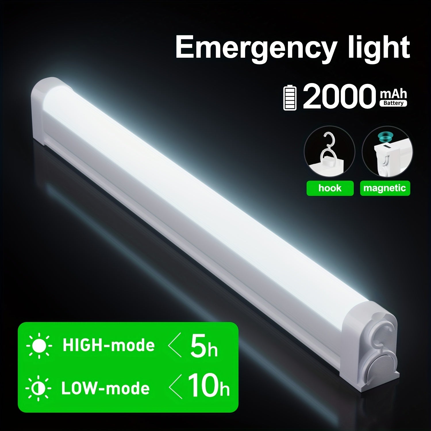 Rechargeable Portable Lamp, Multiple Dimming Modes with Stepless Dimming, Built-in Hook for Hands-Free Use, Ideal for Emergencies (No Remote, Button Control), Camping, Fishing, BBQ