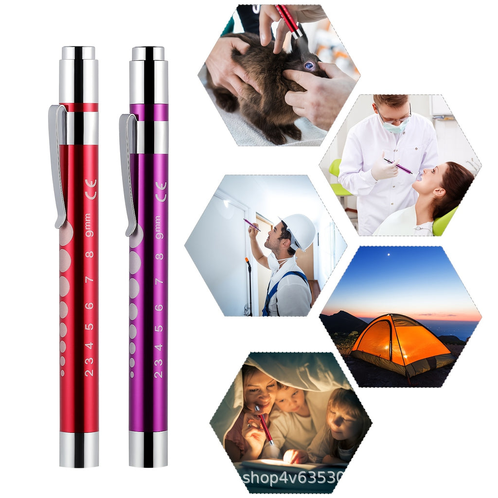 1 Lightweight Aluminum Alloy Shell Doctor LED Pen Light, with Pupil Gauge & 5cm Ruler, Stainless Steel Pocket Clip, Pen-Style Flashlight, Ideal for Nurses, Doctors, Nursing Students as a Portable Examination Light