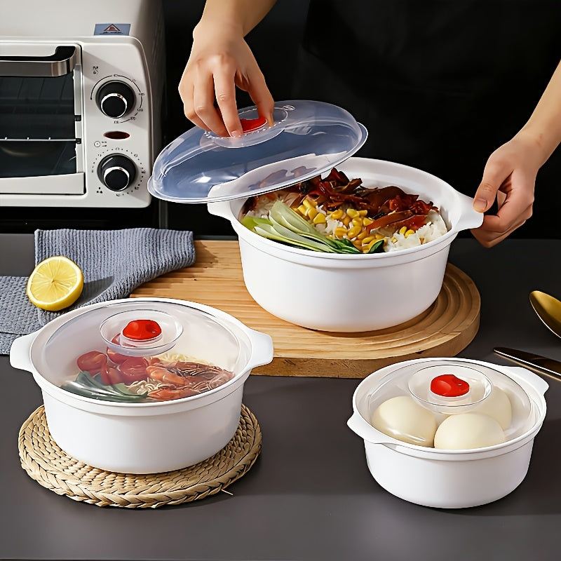 微波炉可加热的碗具,圆形食品级PP5碗具套装（含盖） 健康安全放心 可用于汤碗，饭碗，菜碗 方便面碗 蒸笼加热包子馒头食物, 1-3分钟即可加热食物 厨房好帮手,高端厨房用餐体验