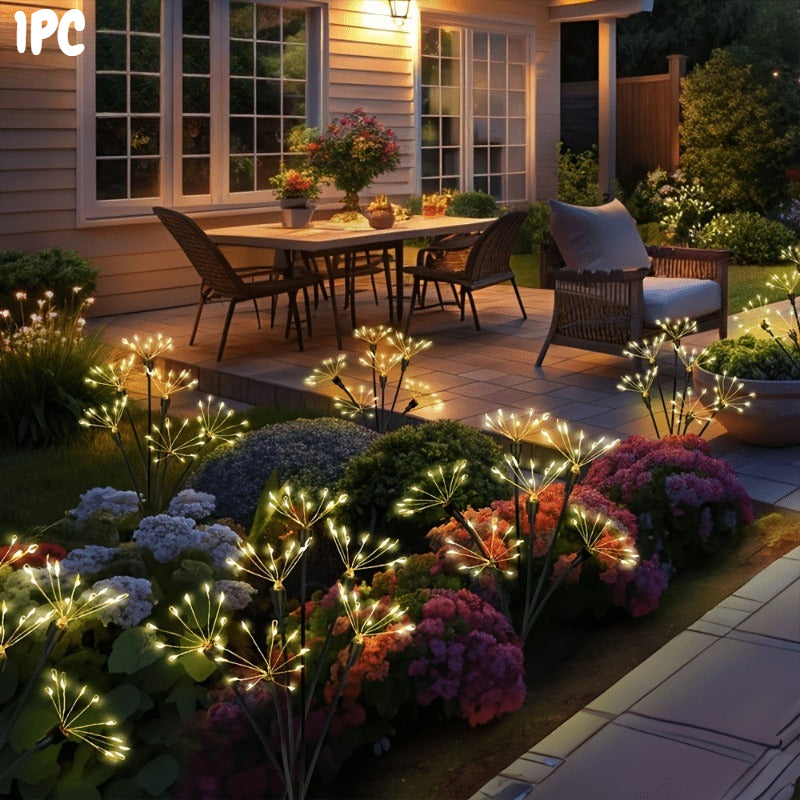 New Solar Fireworks Ground Insert Light, Path Light, Solar Fireworks Swing Light, Landscape Spotlight, Solar Dandelion Fireworks Fairy Light, Semi-Flush Plastic Courtyard Lawn Light, Durable Plastic Structure, Perfect for Courtyard and Garden Decoration