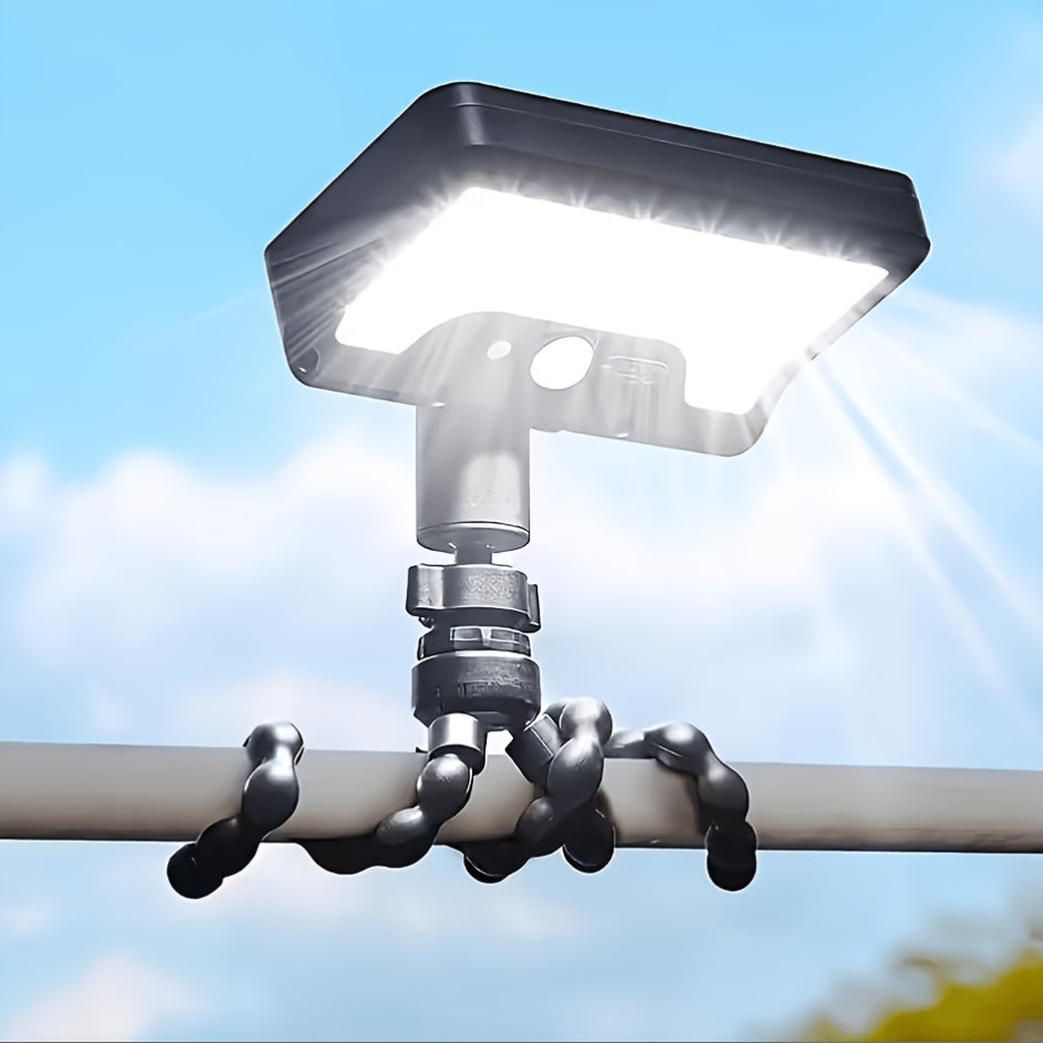 One Solar Motion Sensor Light, Solar Wall Light with Foldable Flexible Bracket, 92LED Street Light, 3 Modes Auto On/Off, Perfect for Outdoor Tree Branches, Tents, Camping, Tabletops, Walls, Streets, Garden Security Lighting, Garden Decoration