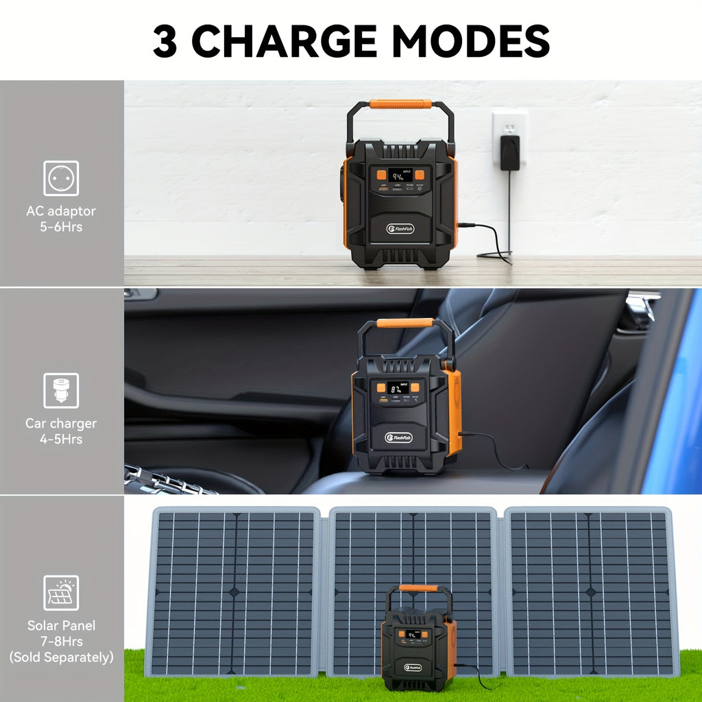 60W太陽能板/200W（峰值400W）行動式電源/200W太陽能發電機配備60W太陽能板，172.8Wh備用鋰電池電源，帶AC插座、DC介面、USB、QC3.0太陽能介面，行動式發電機適用於禮品、家庭、戶外露營|應急