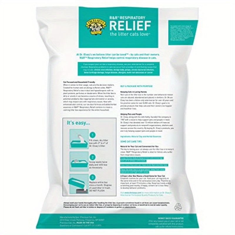 Dr. Elsey'S R & R Ct Litter - 低剂量、低追踪、高品质的聚集厕所垫，具有优异的香味控制，未香味和天然成分，用于减轻压力，健康呼吸和易于清洁，猫砂盆，宠物废物管理，时尚包装，耐用包装