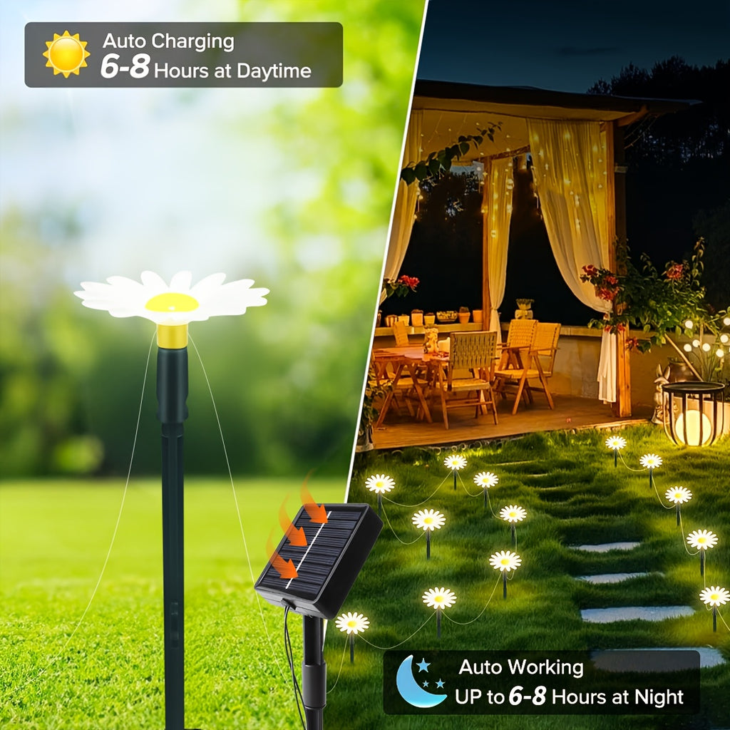 1 Set of 20 LED Solar Flower Lights, 8-Mode Outdoor Decorative Light, IP44 Waterproof, Suitable for Home, Wedding, Holiday and Party - Powered by Solar Lithium Battery, Outdoor Lighting | Flower Decoration | Solar Courtyard Light