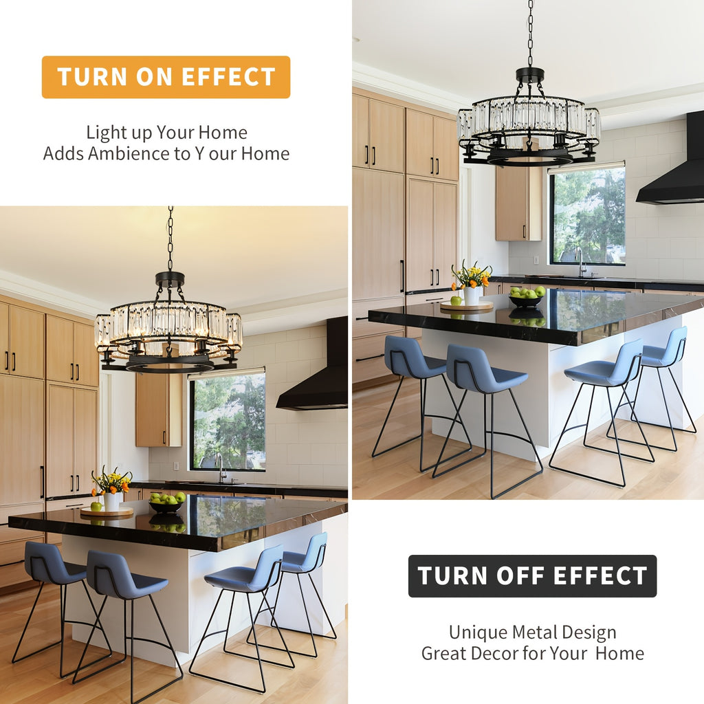 Black Crystal Chandelier 6-Light