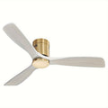 Sofucor 1pc 52" Flush Mount Ceiling Fan, Low Profile Ceiling Fan with Remote Control, Outdoor Ceiling Fan with 3 Double-Sided Walnut Blades, Noiseless DC Motor