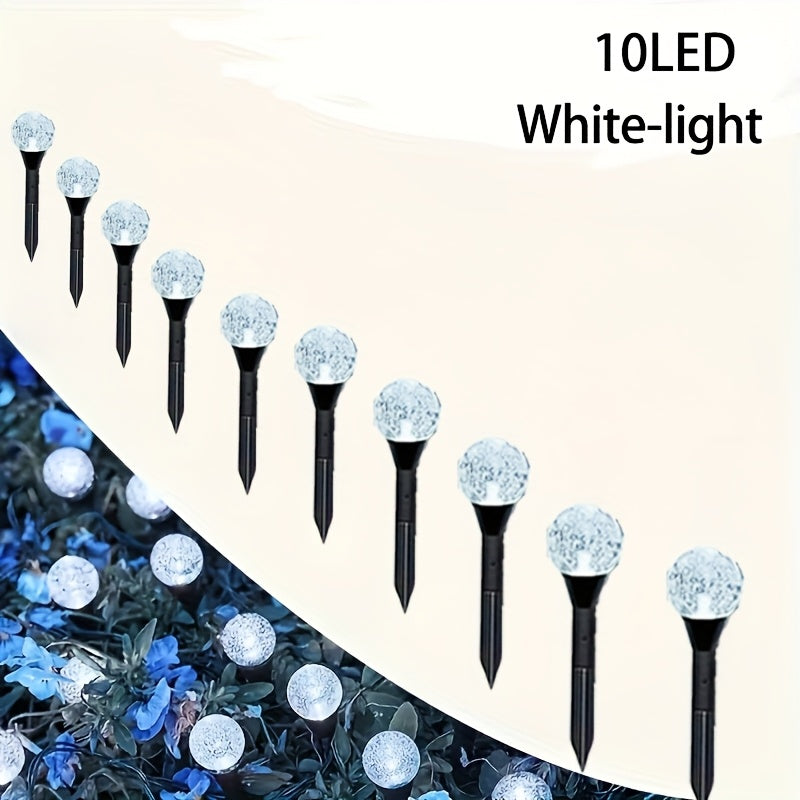 20 LED太阳能花园灯，10 LED太阳装饰灯，IP44防水，8种灯光模式，适用于庭院、草坪、别墅花园、走道、节日派对氛围照明，适用于多种环境，便携式安装，暖光/彩色/白光