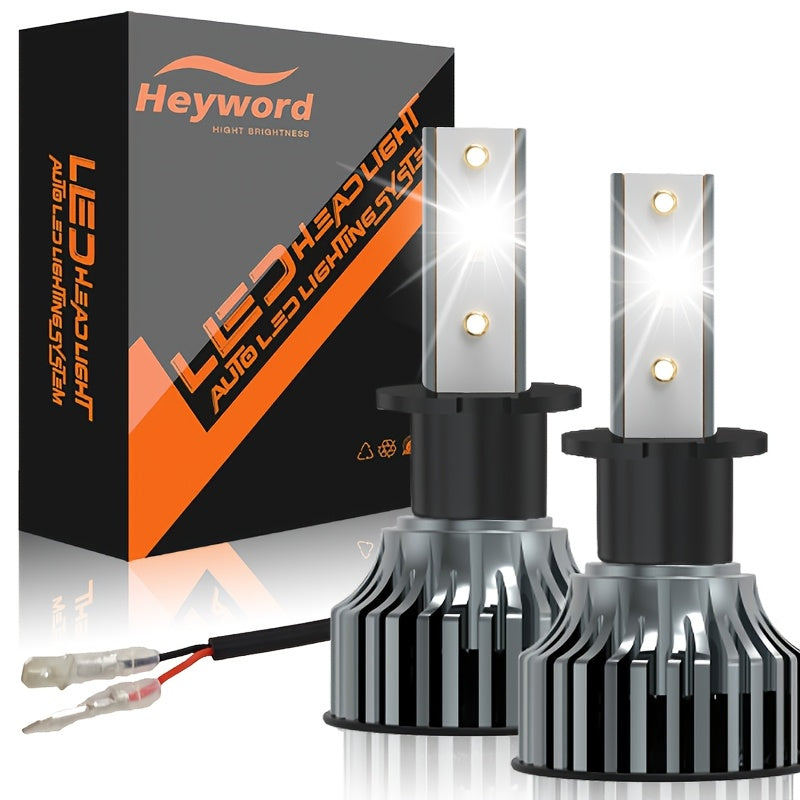 Heyword 2 Sets H7, H1, H3, H4, H8/H9/H11, 9005, 9006, 9012 LED Car Headlight Fog Light, Low Beam, High Beam, Color Temperatures: 4300K/Warm Light, 3000K/Yellow Light, 8000K/Blue Light, 25000K/Ice Blue, 6000K/White Light