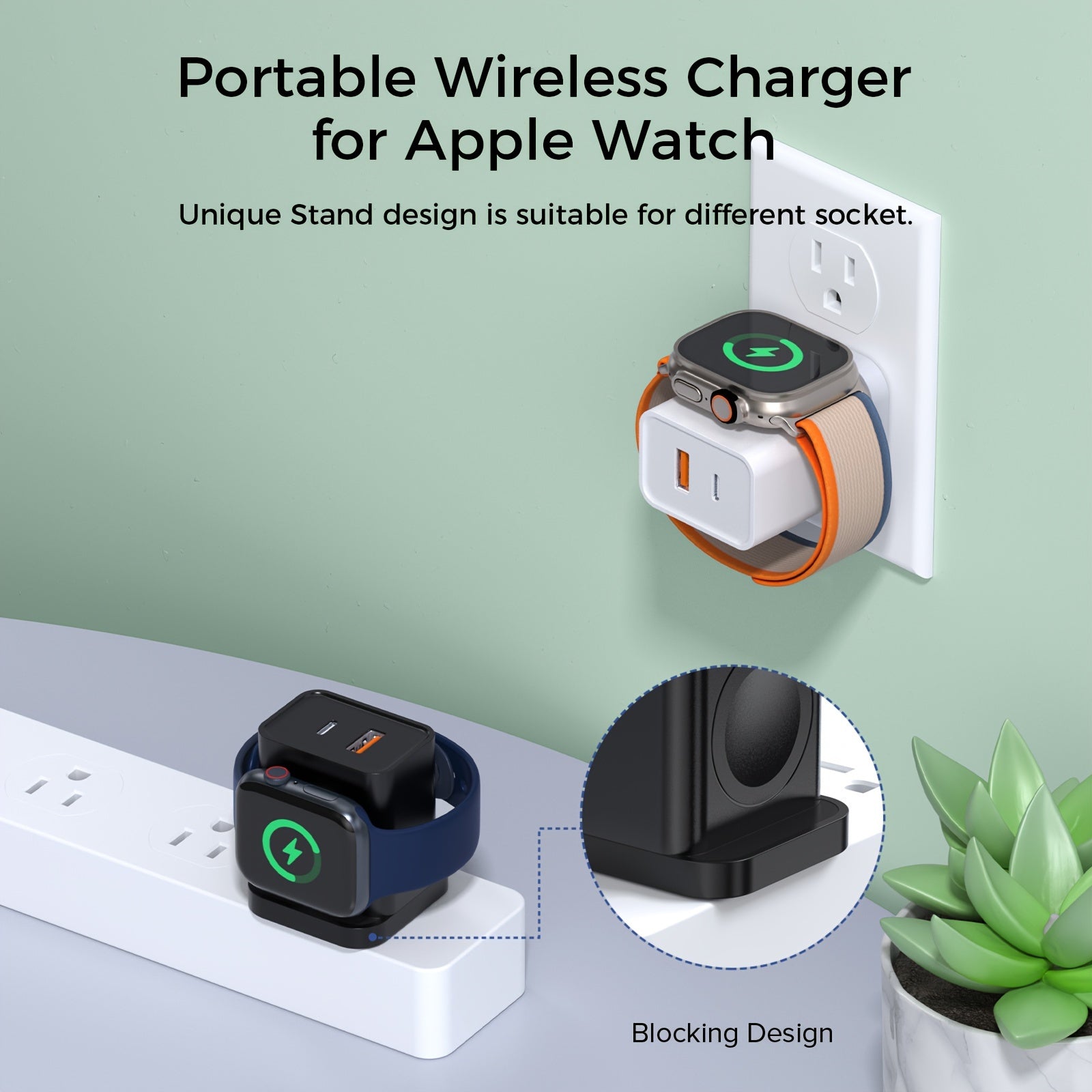For Apple Watch Charger With 20W Fast Charging Block, 3 In 1 PD USB C Wall Charger Block For IWatch Series Ultra/9/8/7/6, Compatible With IPhone 16/16 Pro/iPhone 15 Series, Black