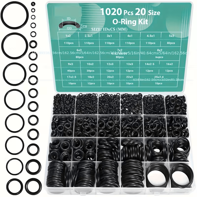 1020-Piece O-Ring Kit, 20 Sizes Nitrile Rubber Assortment Set – for Auto Repair, Faucet Plumbing, Air or Gas Sealing Connections – Oil & Heat Resistant, Automotive Repair Tool Kit | Assortment Set | Durable O-Rings, O-Ring Kit